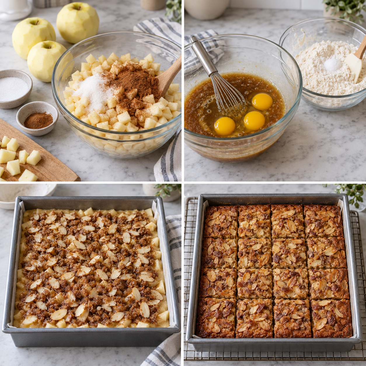 Zubereitung der Zimt-Apfel-Blondies in vier Bildern