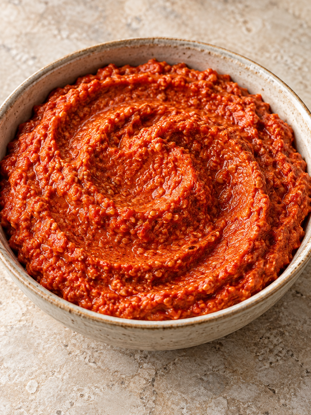 Cremiger roter Muhammara Dip mit Walnüssen