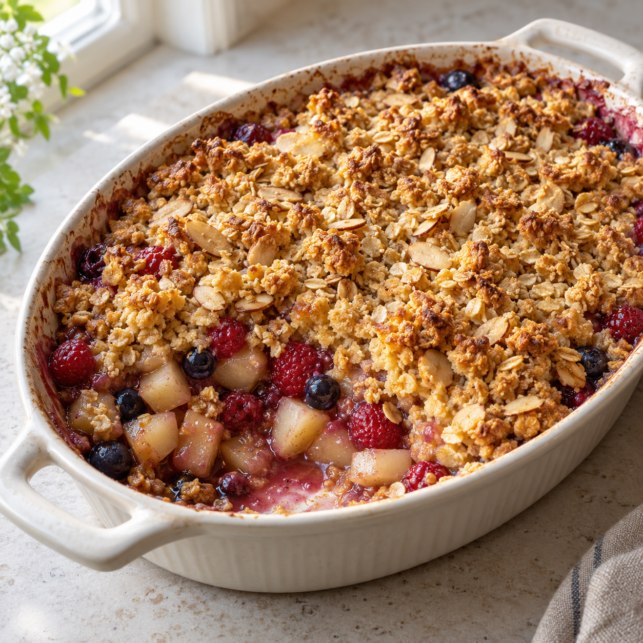 Obst-Crumble saftig und knusprig