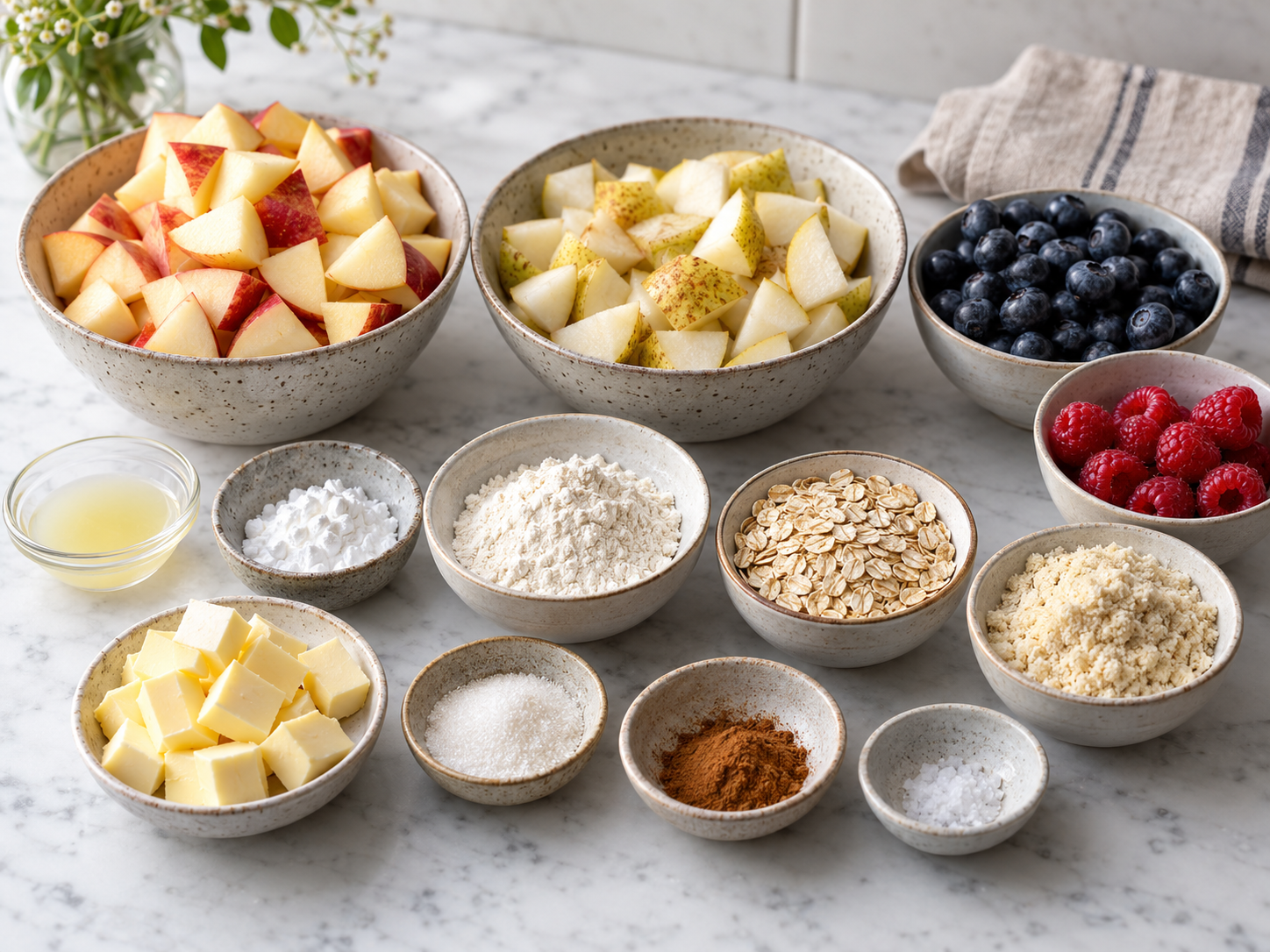 Zutaten für Obst-Crumble saftig und knusprig