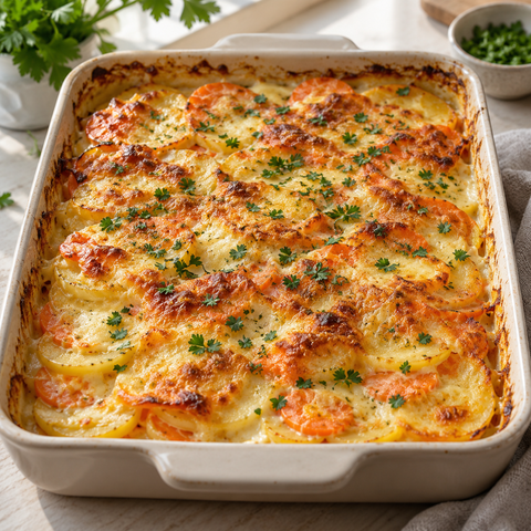Kartoffel-Möhren-Auflauf mit Käse