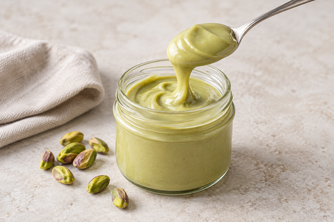 Cremige Pistaziencreme mit weißer Kuvertüre im 250-ml-Glas