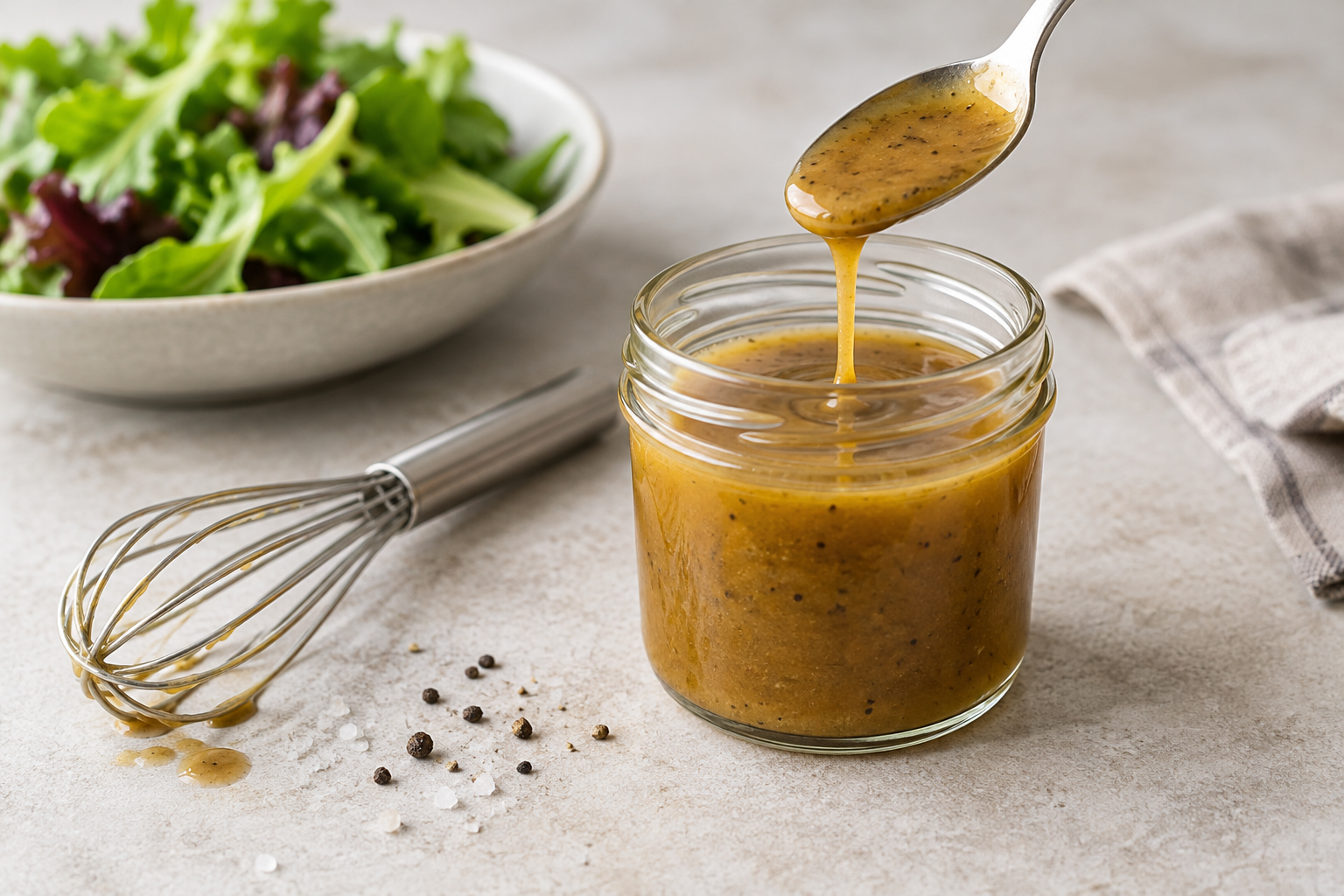 Würziges Honig-Senf-Dressing mit Balsamico im Glas