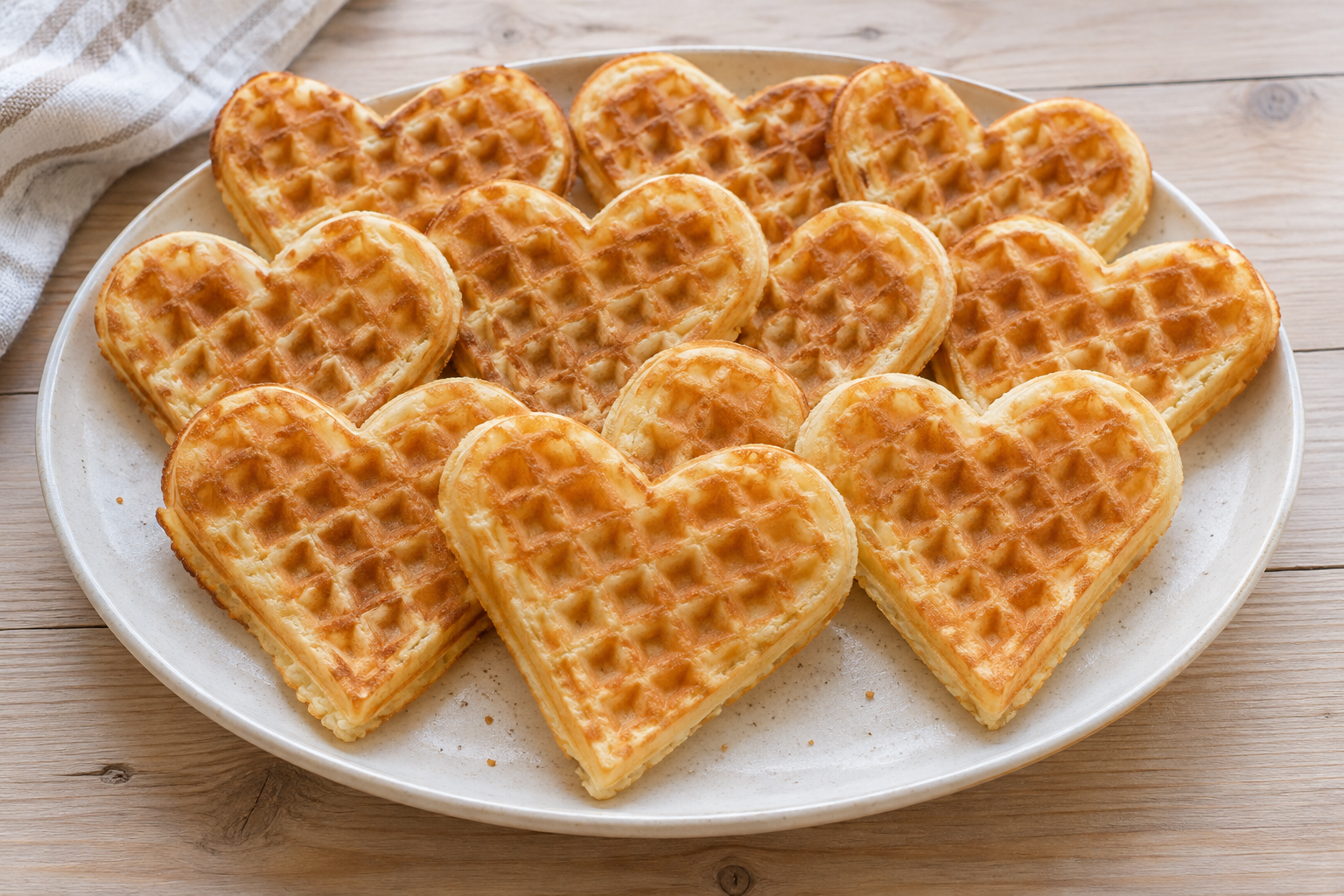 Zwölf schlichte goldbraune Butterwaffeln