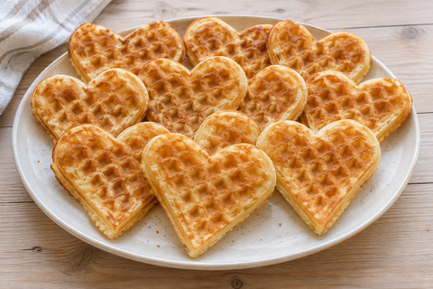 Zwölf schlichte goldbraune Butterwaffeln