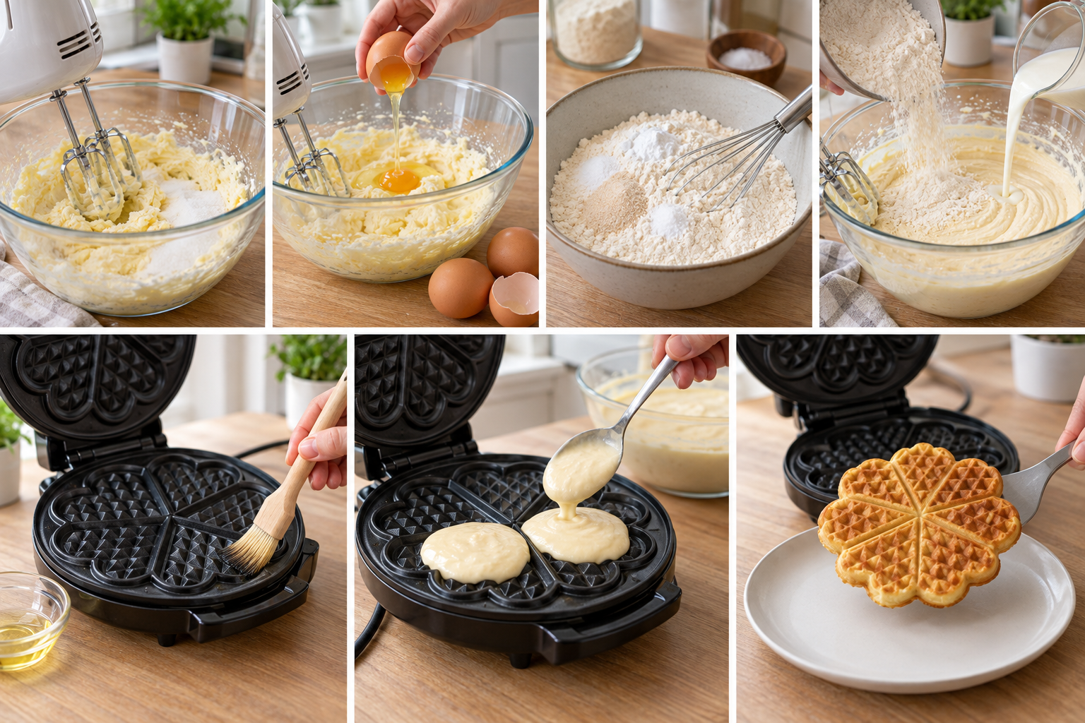Sieben Zubereitungsschritte für fluffige Butterwaffeln