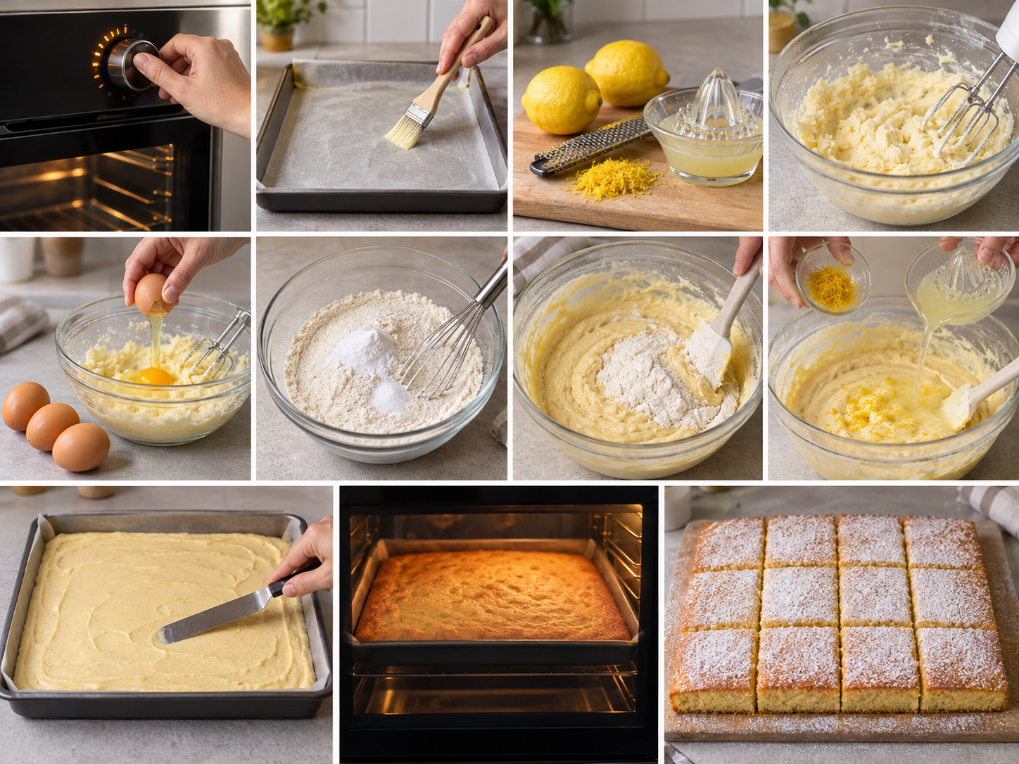 Zubereitung von Zitronenkuchen vom Blech in elf Schritten