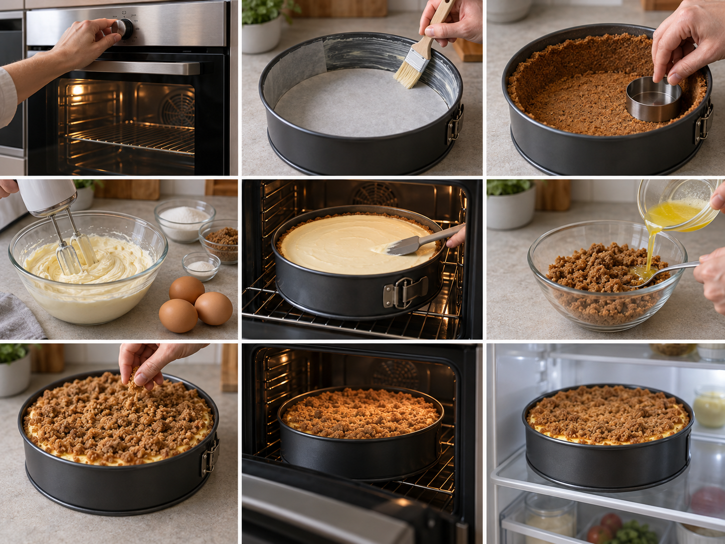 Neun Schritte für Spekulatius-Cheesecake vom Vorheizen bis zum Kühlen