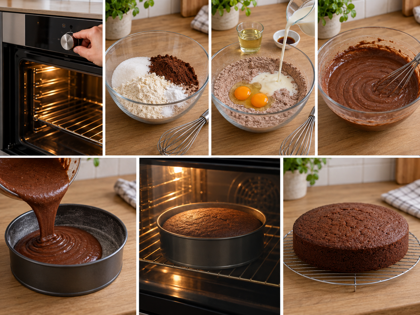 Sieben Zubereitungsschritte für schnellen Schokokuchen