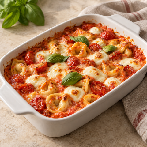 Tortellini-Tomaten-Mozzarella-Auflauf für zwei Portionen