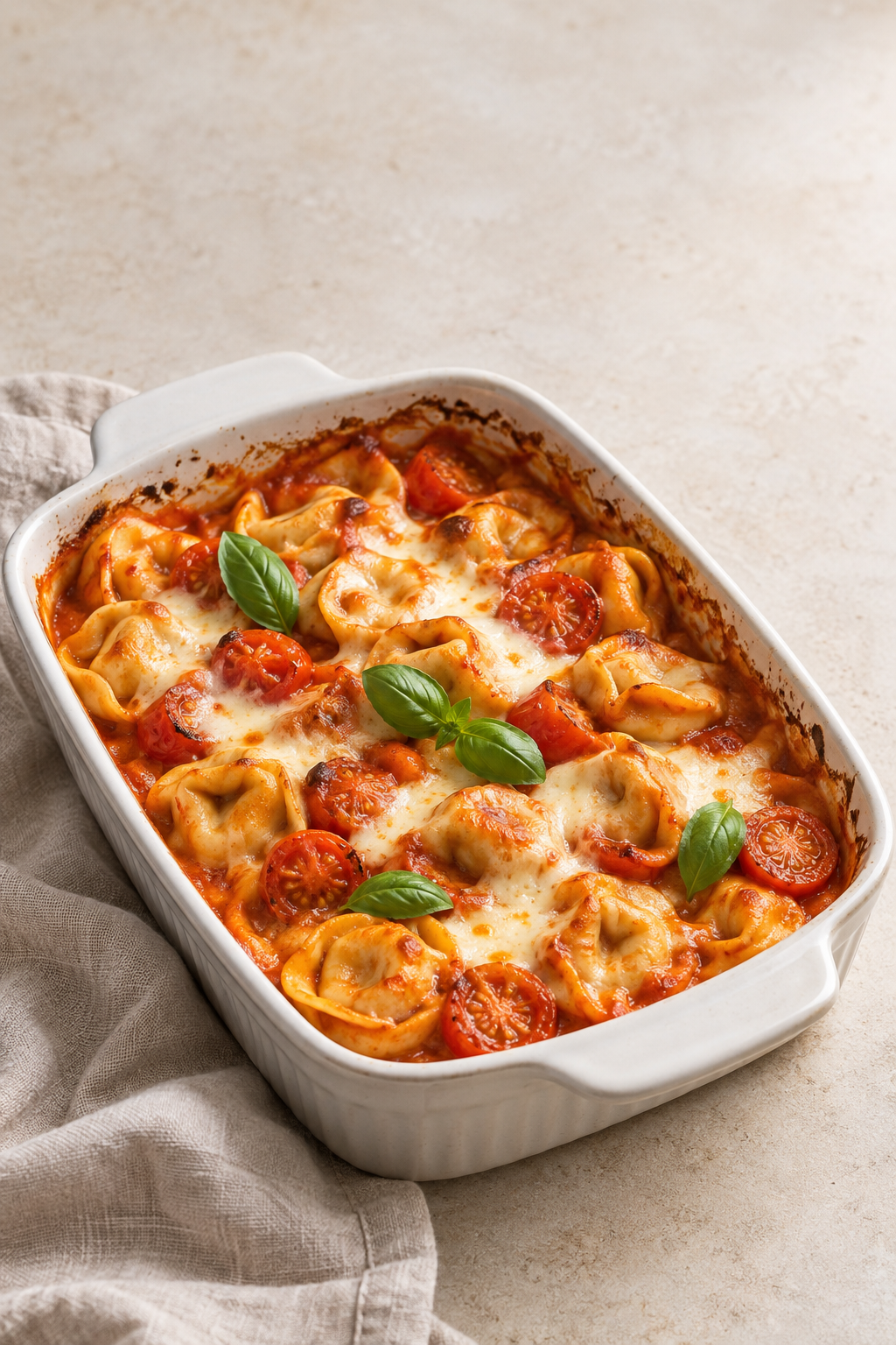 Schneller Tortellini-Auflauf mit Kirschtomaten und Mozzarella