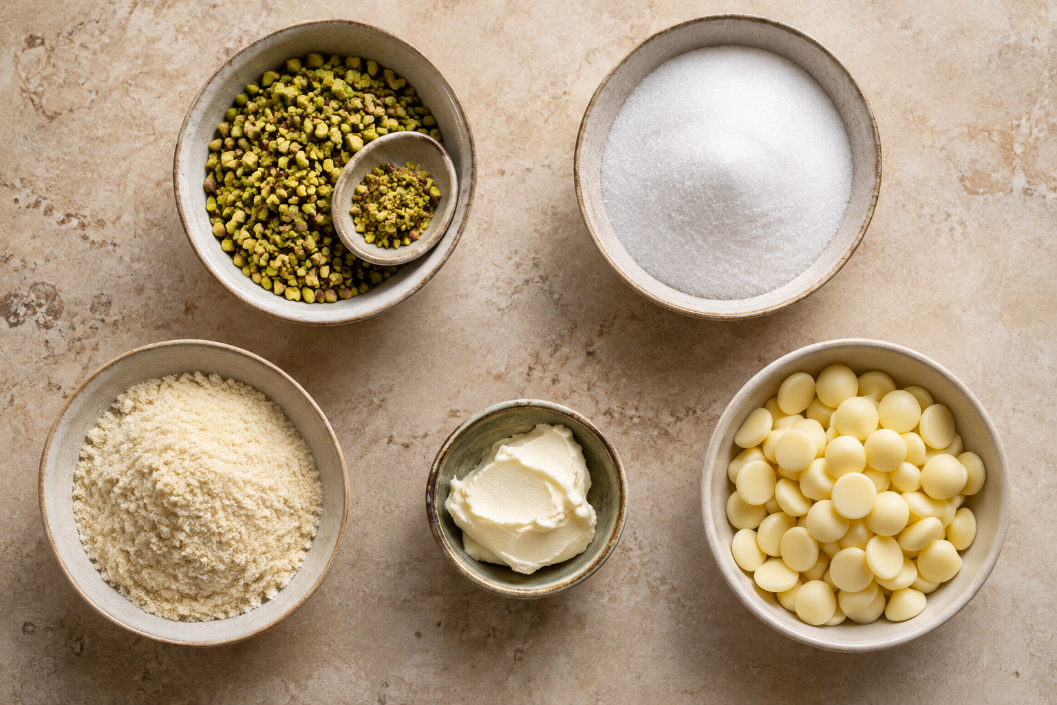 Fünf Zutaten für weiße Pistazien-Trüffel mit Mascarpone