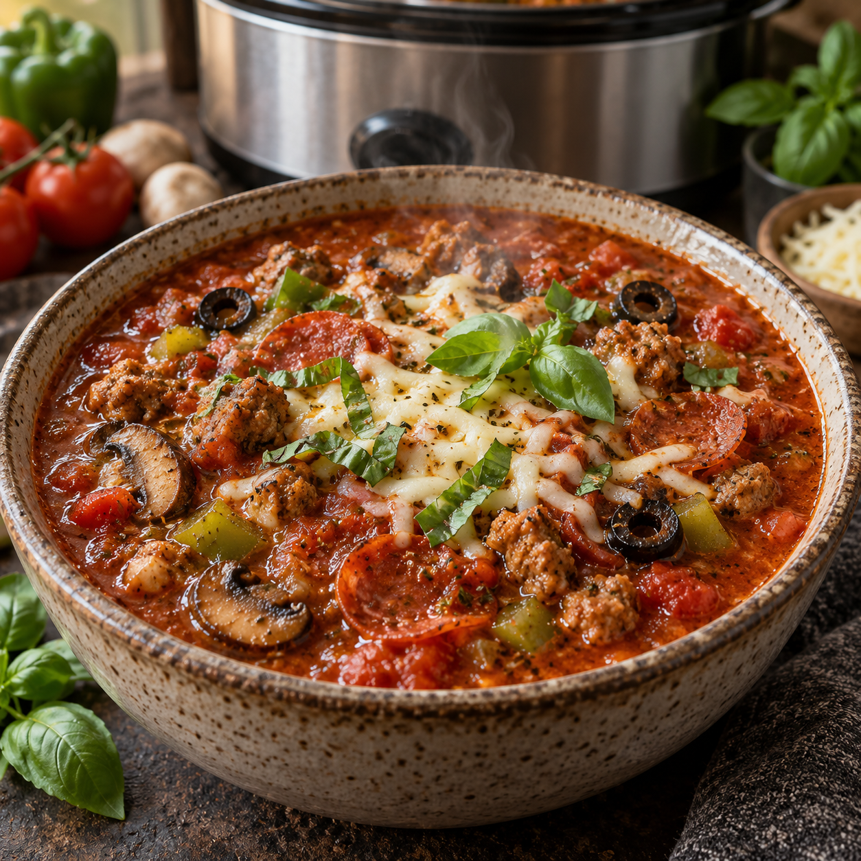 Slow Cooker Pizza-Suppe