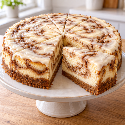 Zimtschnecken-Cheesecake mit Spekulatiusboden und Frischkäseguss