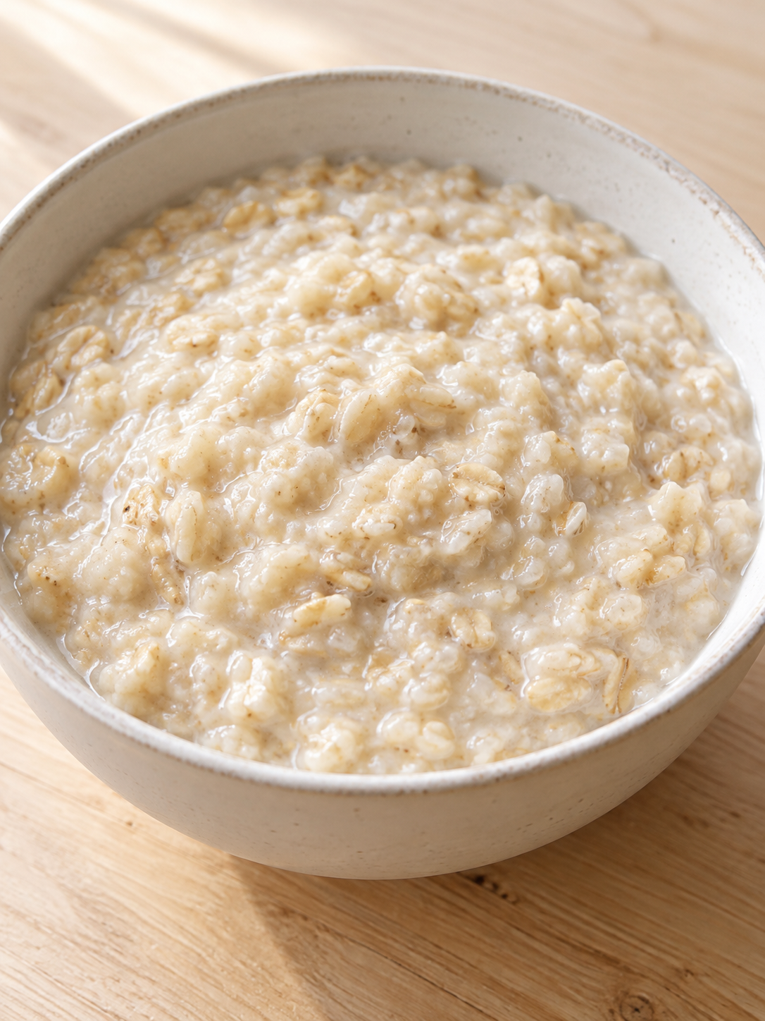 Cremiges Porridge pur in einer hellen Schale