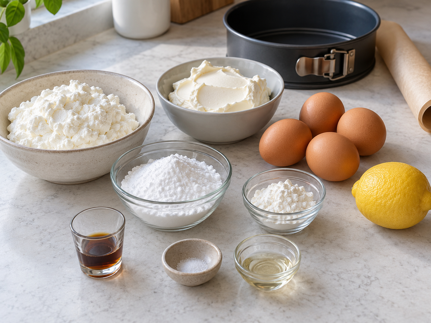 Zutaten für Käsekuchen ohne zugesetzten Zucker