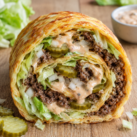 Low-Carb-Burgerrolle im Big-Mac-Stil