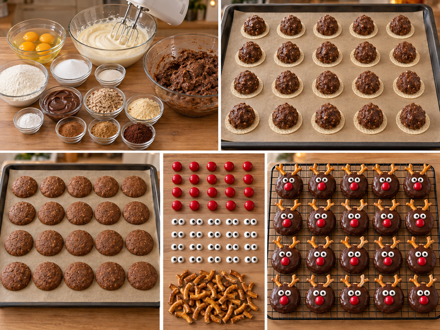 Fünf Zubereitungsschritte für zwanzig Rentier-Lebkuchen