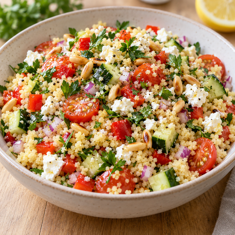 Frischer Couscous-Salat mit Feta und Gemüse