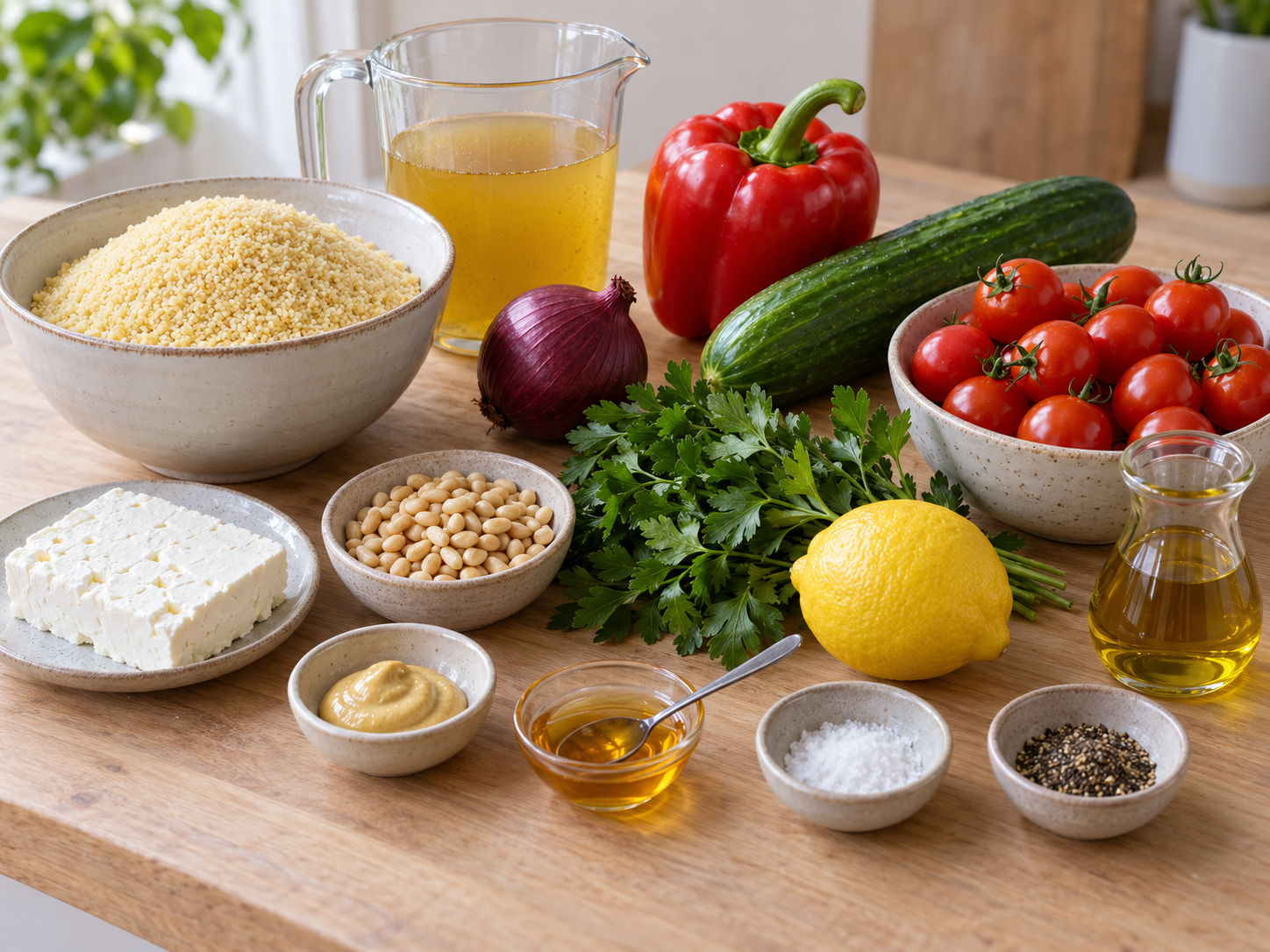 Zutaten für Frischer Couscous-Salat mit Feta und Gemüse