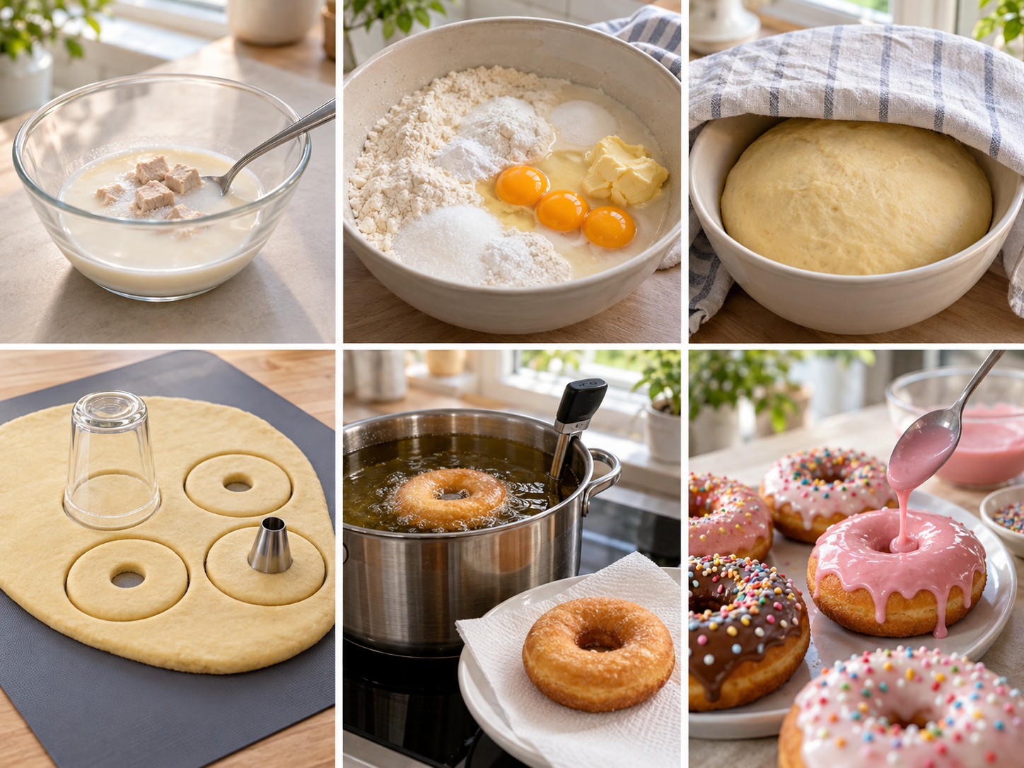 Sechs Schritte für selbstgemachte Donuts vom Hefeteig bis zur Glasur