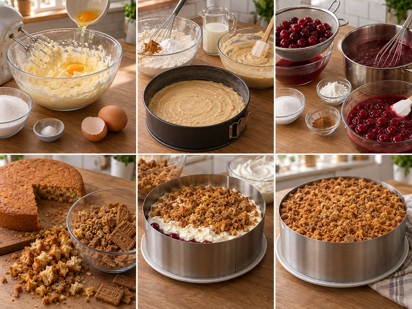Sechs Zubereitungsschritte für Weihnachtliche Kirsch-Torte