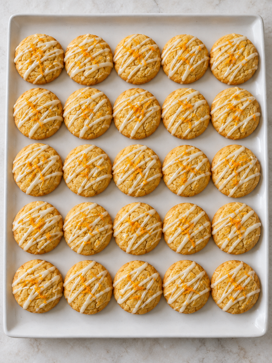 Orangenplätzchen mit weißer Schokolade als Hochformat