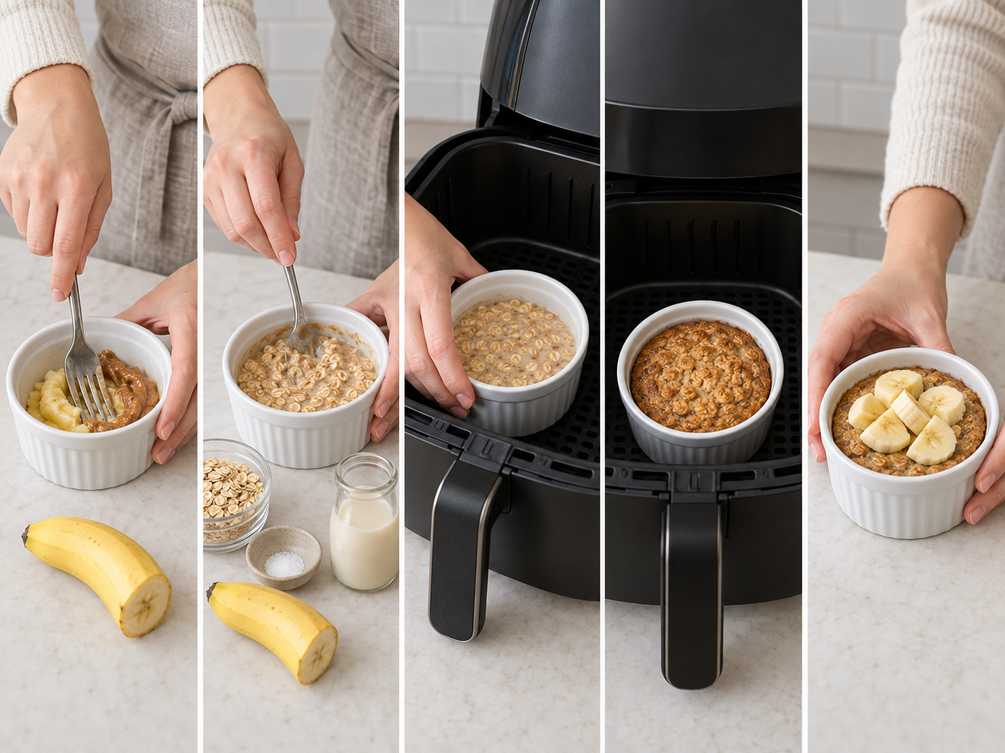 Fünf Zubereitungsschritte für Airfryer Baked Oats