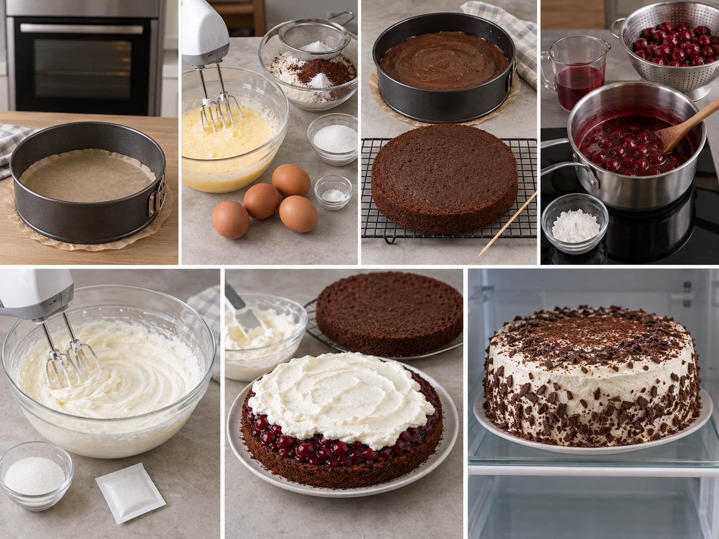 Sieben Zubereitungsschritte für weihnachtliche Kirschtorte