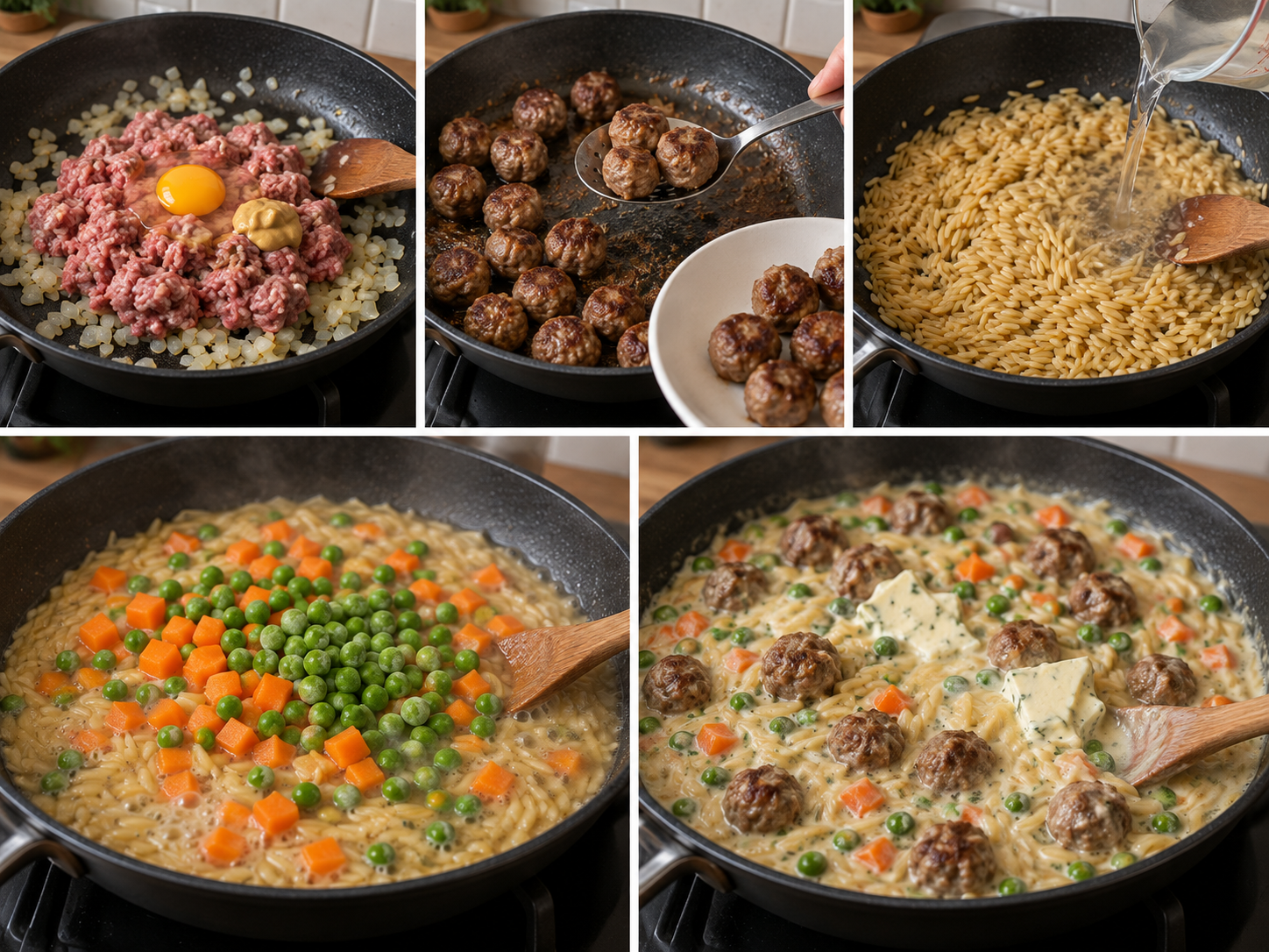 Fünf Zubereitungsschritte für den Orzo Wikinger Topf