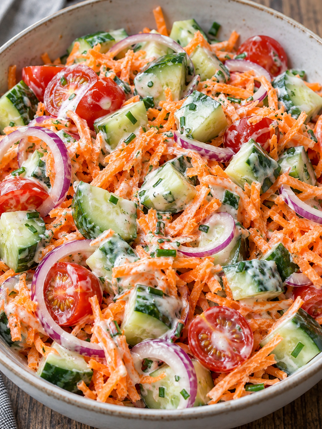Bunter Fitness-Salat mit pflanzlichem Joghurtdressing