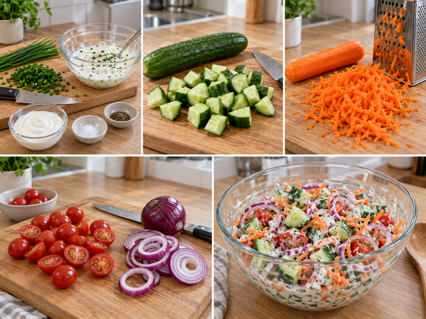 Fünf Zubereitungsschritte für den Fitness-Salat