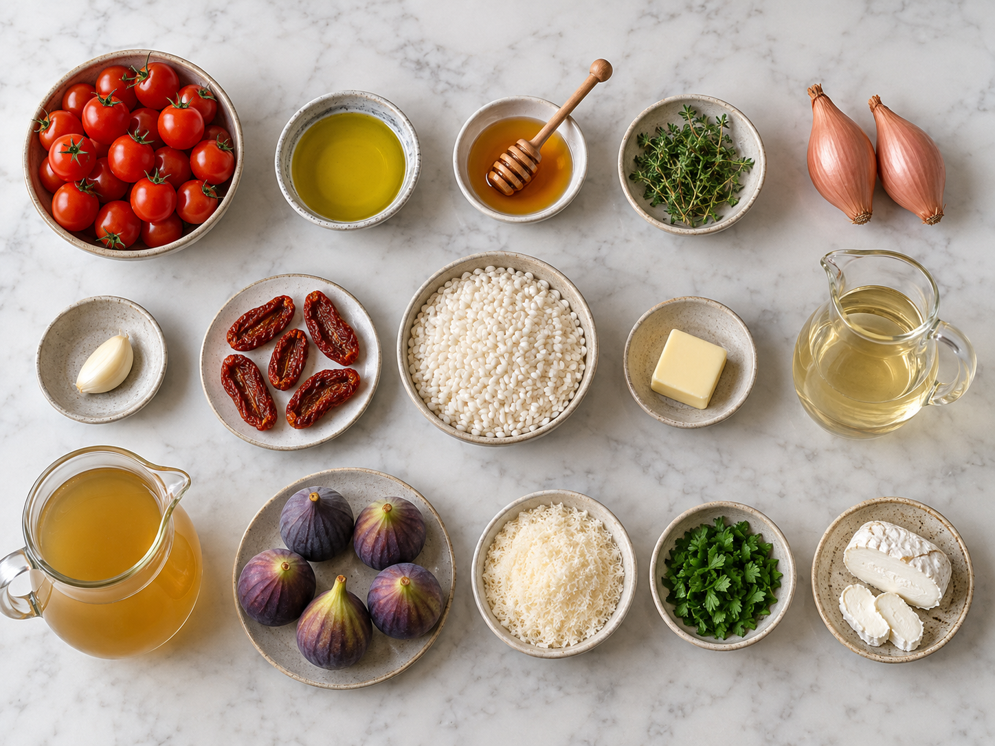 Fünfzehn Zutaten für Feigen-Tomaten-Risotto