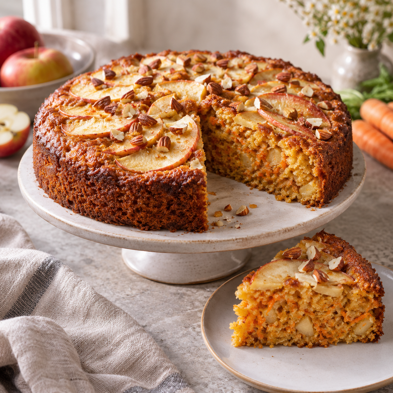 Gesunder Apfel-Möhren-Kuchen ohne Zucker