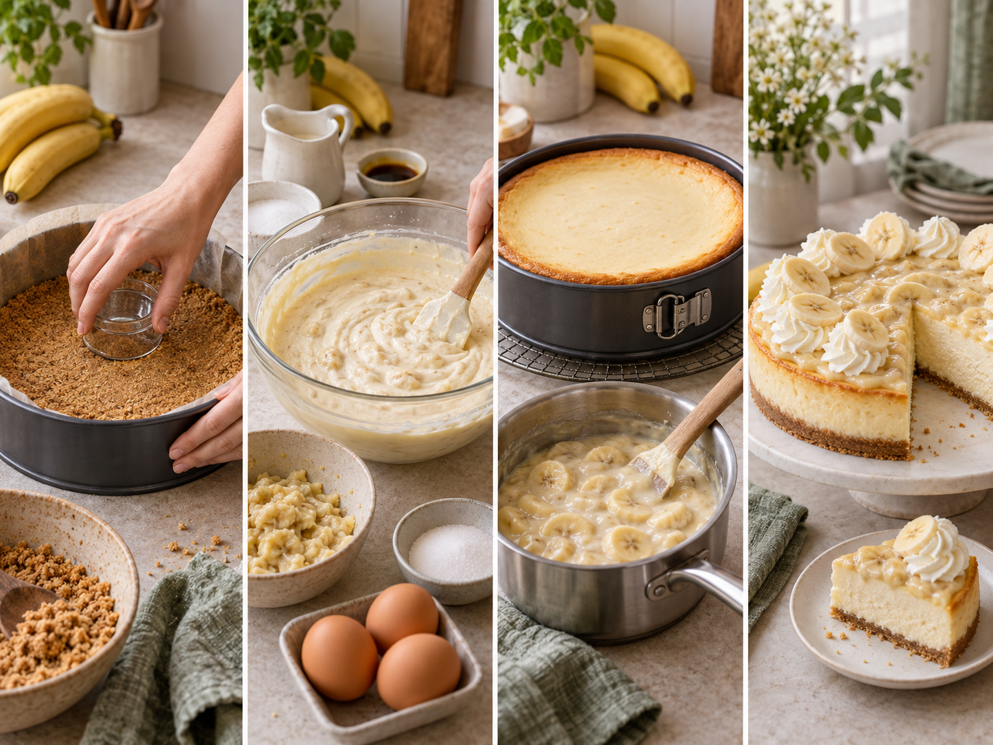 Zubereitungsschritte für Bananen-Creme-Cheesecake, cremig und lecker