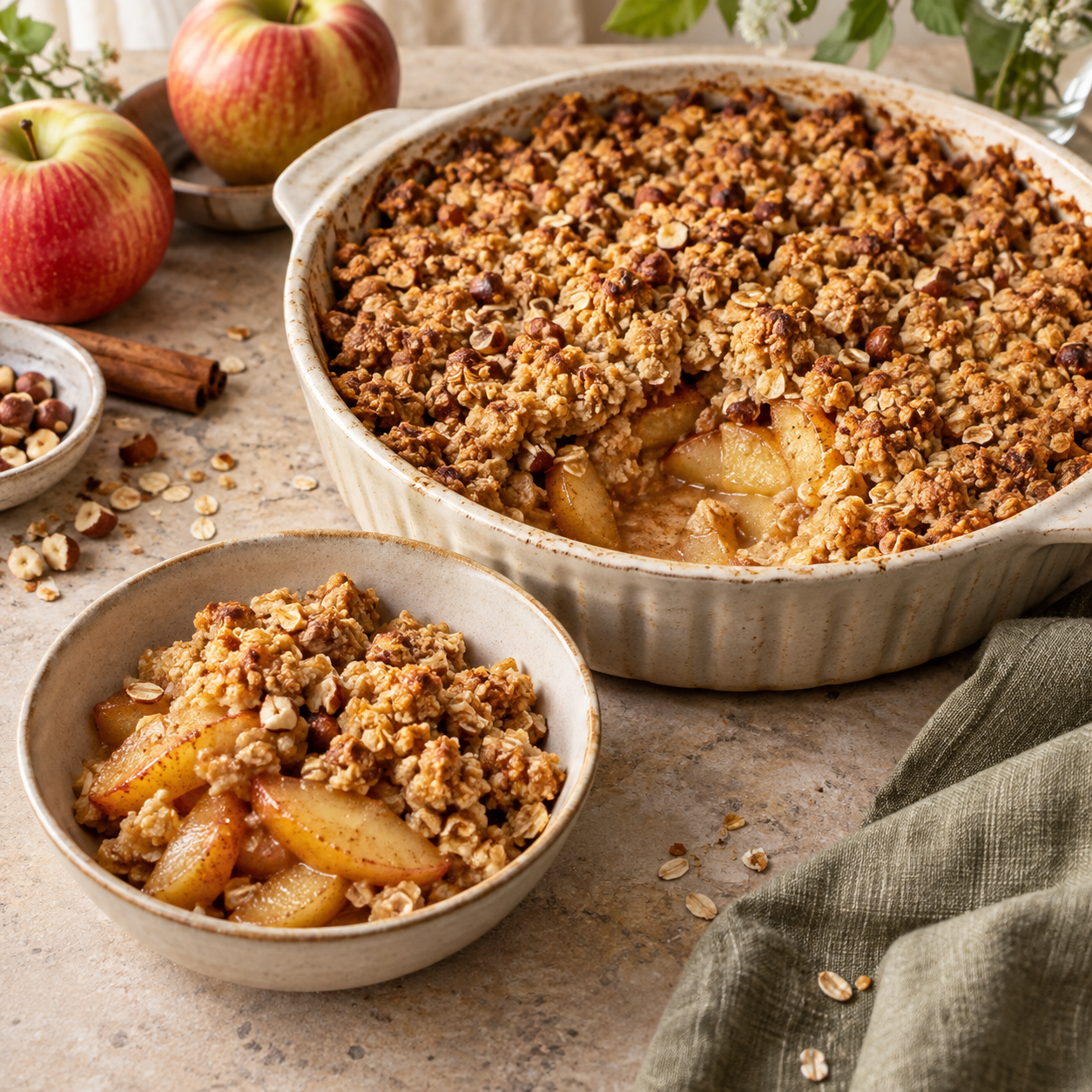 Zuckerfreier Apple Crumble, kalorienarm und gesund