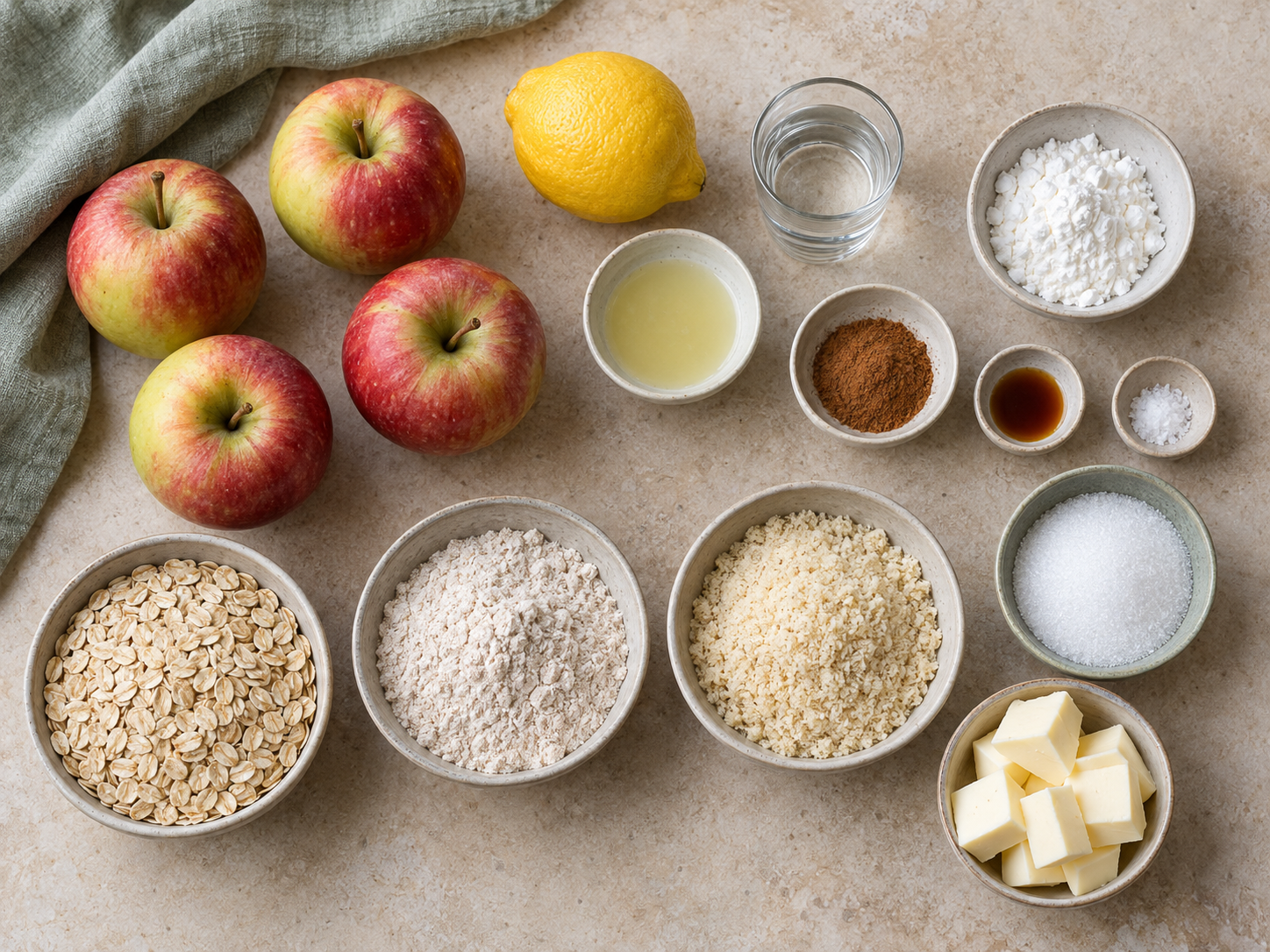 Zutaten für Zuckerfreier Apple Crumble, kalorienarm und gesund