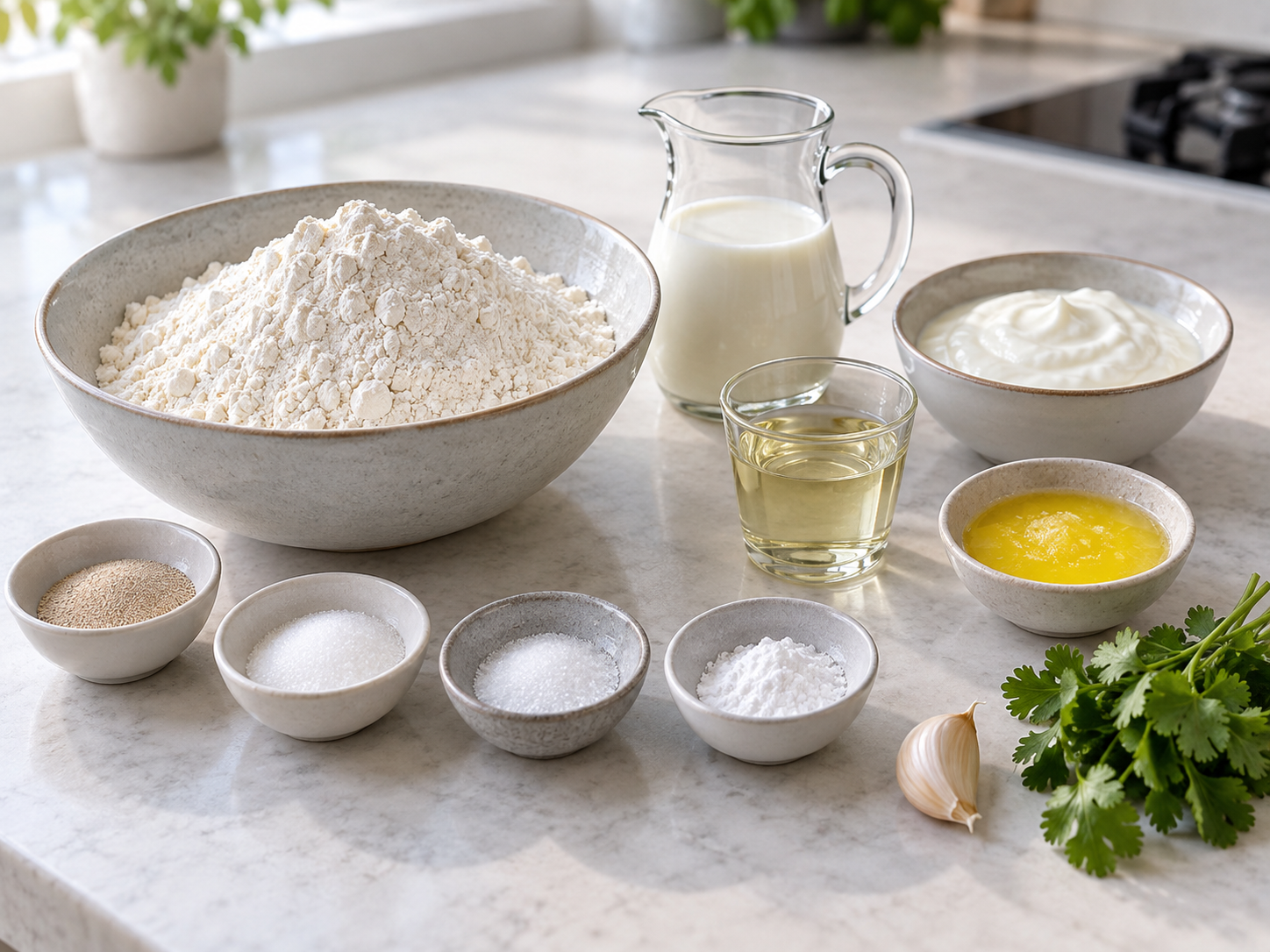 Zutaten für Fluffiges Naan-Brot aus der Pfanne
