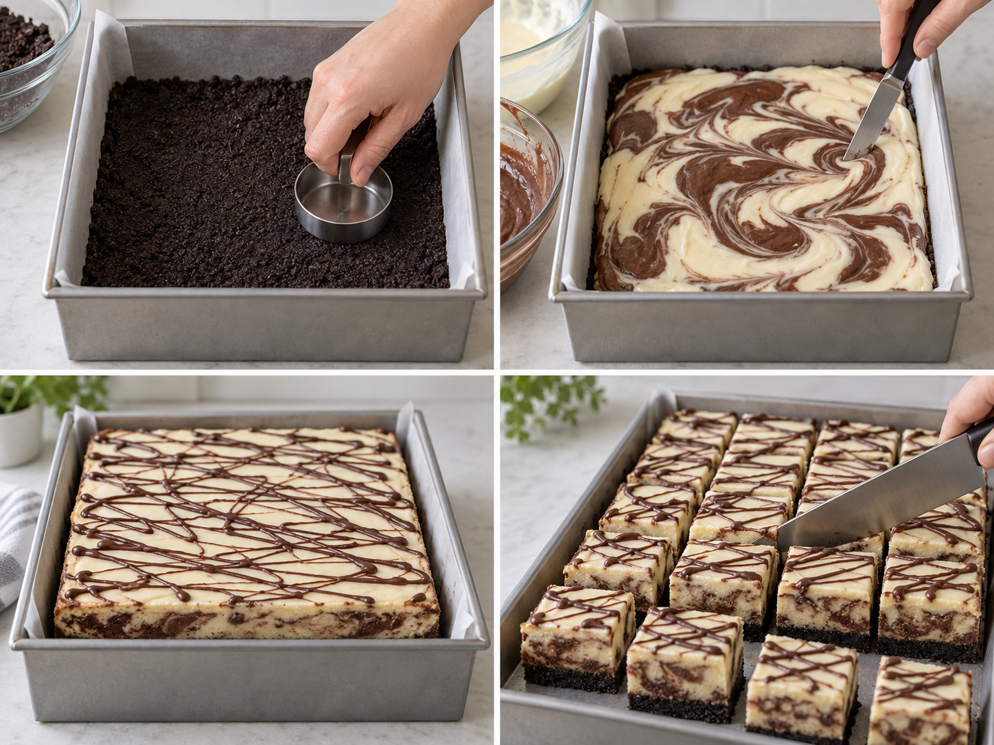 Zubereitungsschritte für Cheesecake-Happen mit Schokolade
