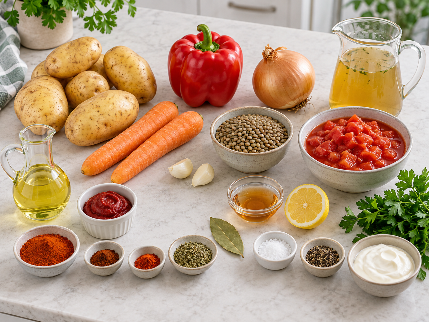Zutaten für Vegetarischer Bauerntopf, herzhaft und lecker ohne Fleisch