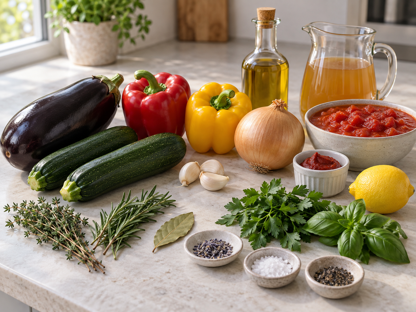 Zutaten für Ratatouille, so würzig und lecker!