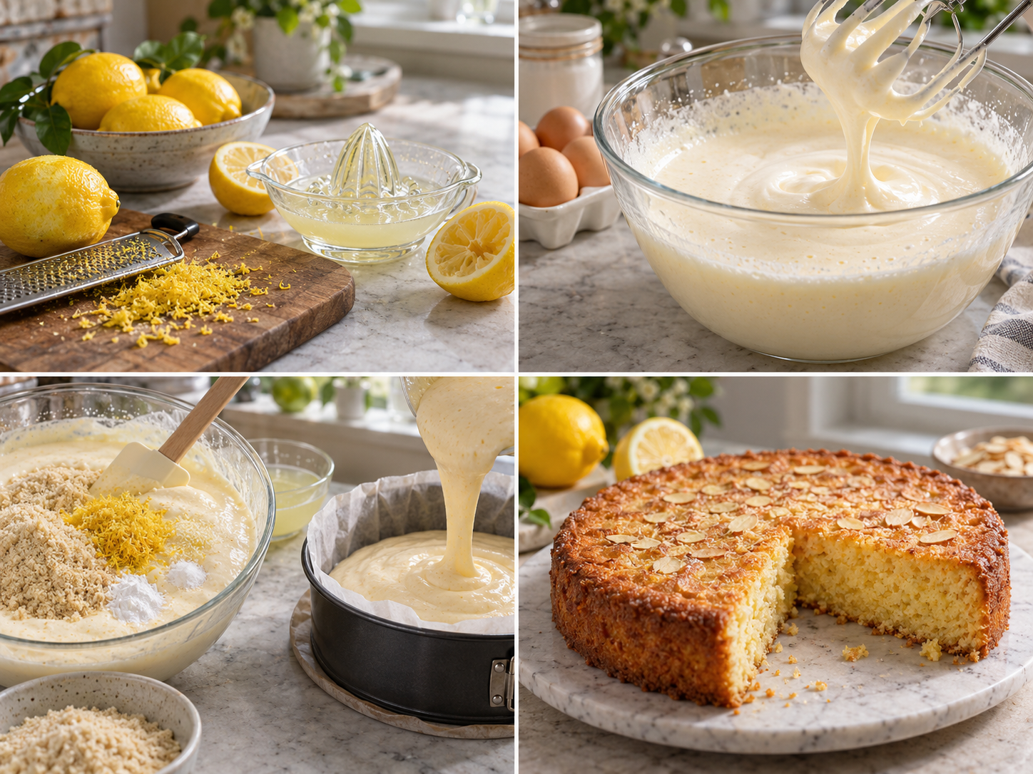 Zubereitungsschritte für Mandel-Zitronen-Kuchen ohne Mehl
