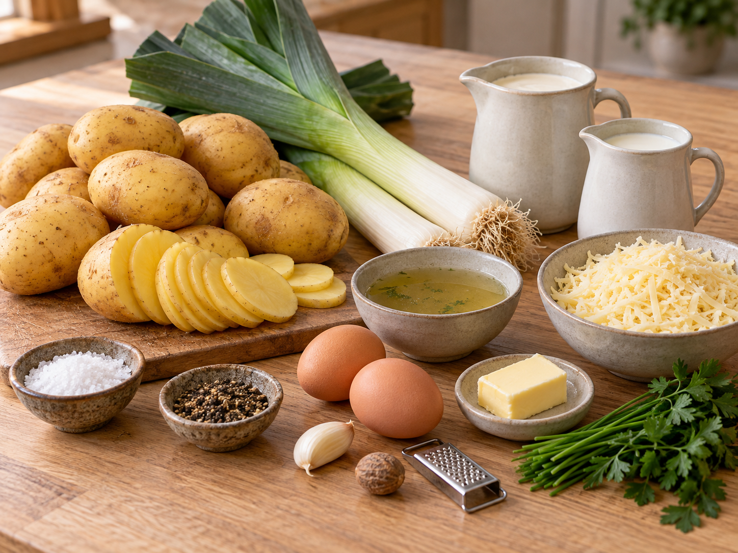 Zutaten für Kartoffel-Lauch-Auflauf einfach und vegetarisch