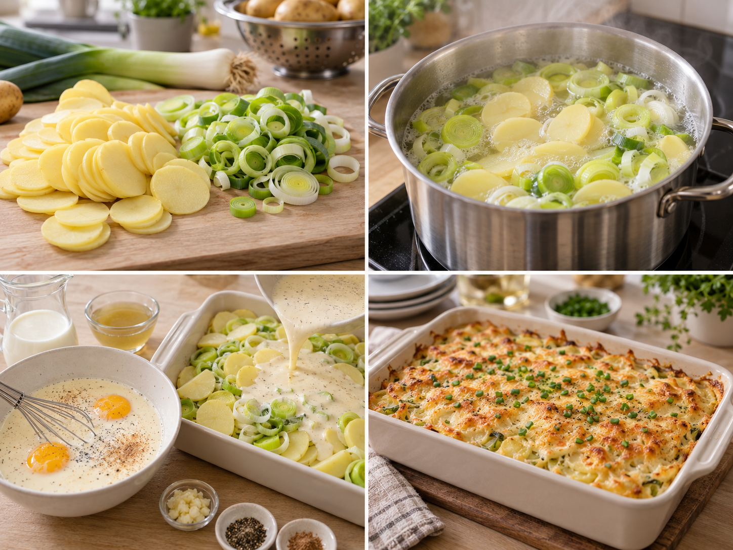 Zubereitungsschritte für Kartoffel-Lauch-Auflauf einfach und vegetarisch