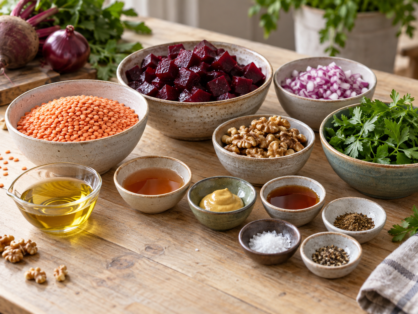Zutaten für Rote-Bete-Linsen-Salat