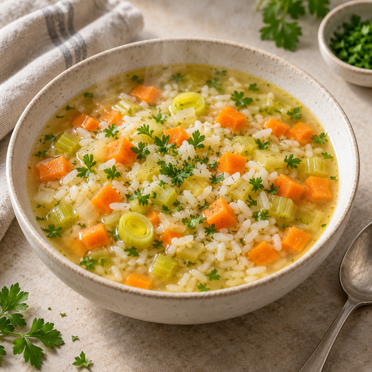 Reissuppe mit Gemüse