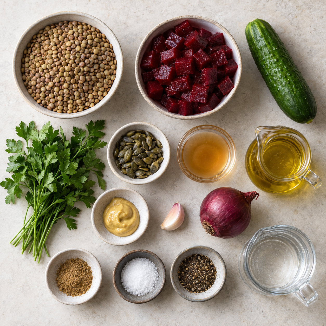 Zutaten für Rote-Bete-Linsen-Salat