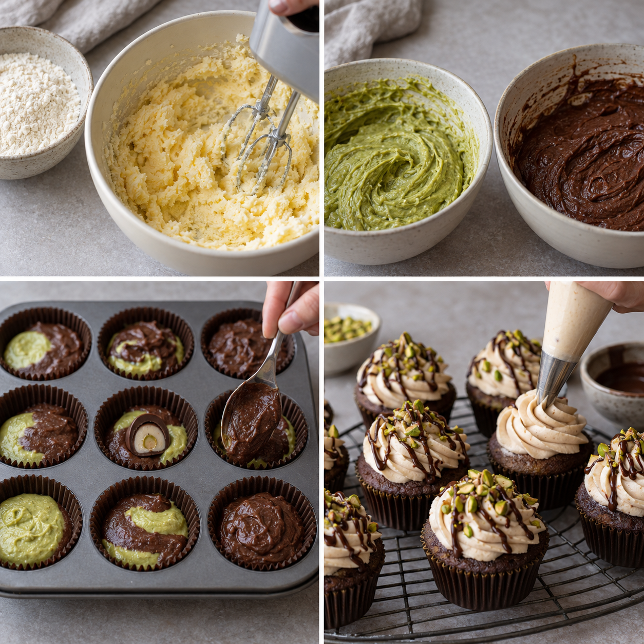 Zubereitung von Mozartkugel Cupcakes in vier Schritten