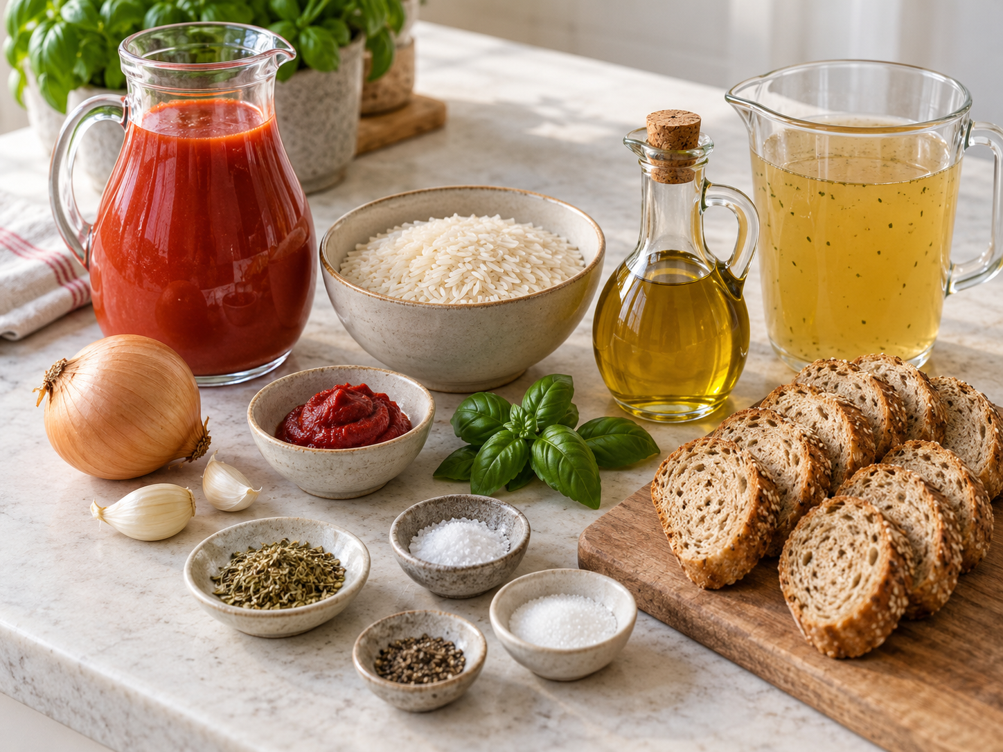Zutaten für Tomatensuppe mit Reis