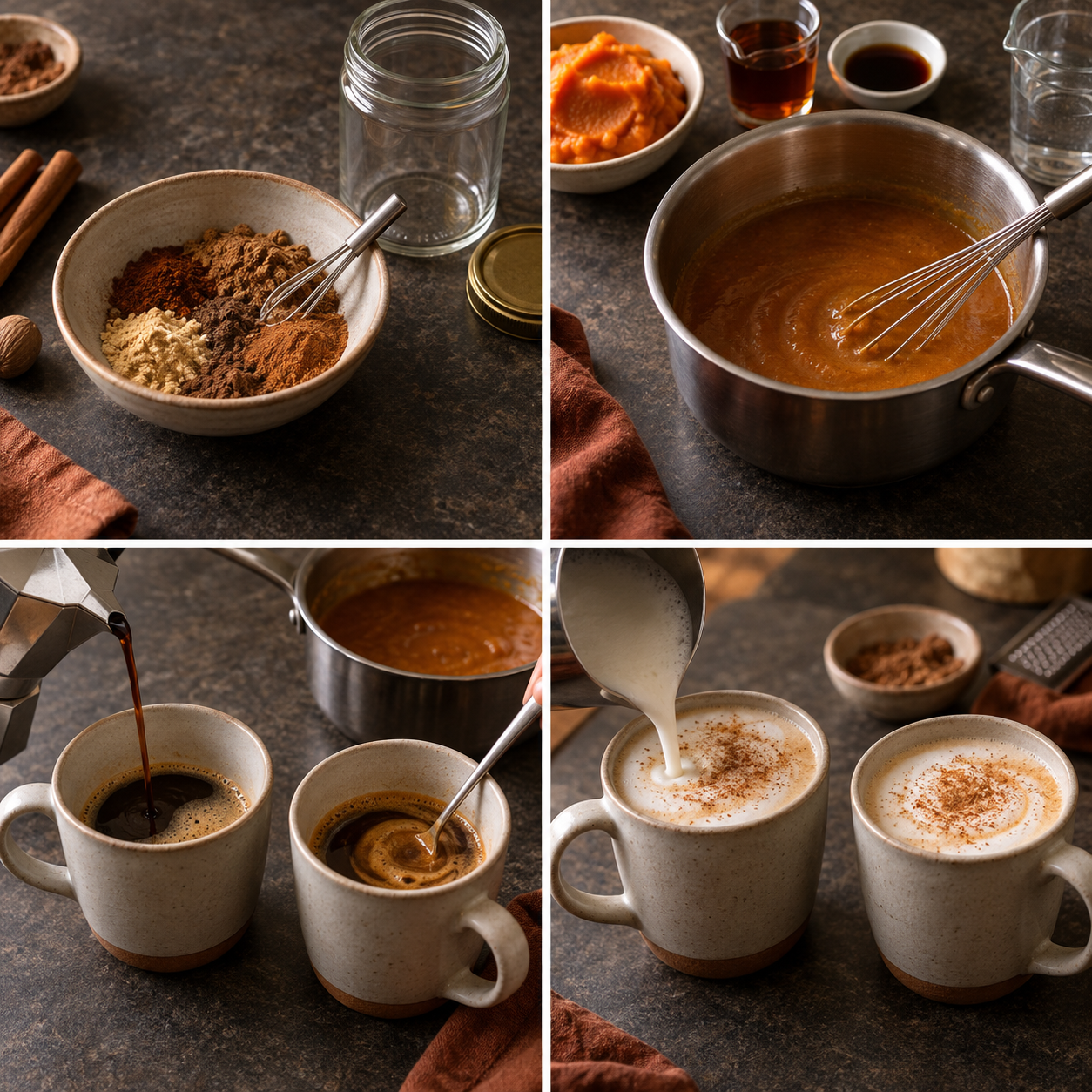 Vier Schritte zur Zubereitung von Pumpkin Spice Latte